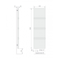 Дизайн-радиатор VARMANN Solido Vintage 1200x430 DL с нижним левым подключением